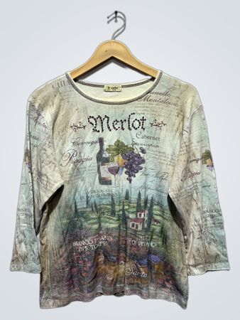 Cactus Merlot Grafikdruck Langarmoberteil