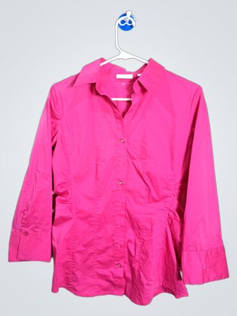 New York & Company Pink Stretch Button-Up Shirt