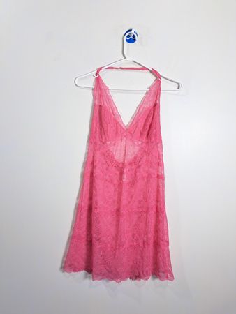 Chemisier a halter in pizzo rosa medio
