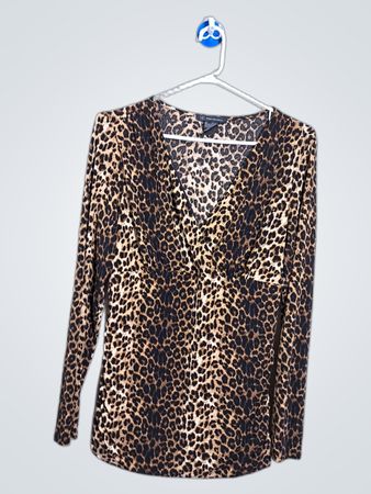 Top à manches longues en V imprimé léopard INC International Concepts