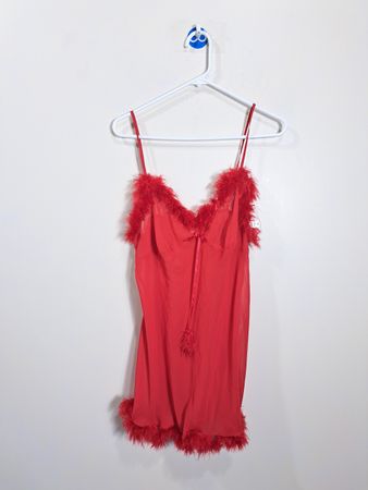 Red Feather Trim Chemise
