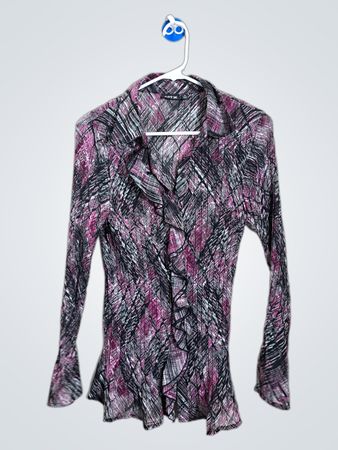 Blusa plissada abstrata rosa e preta da Apt. 9 mulher