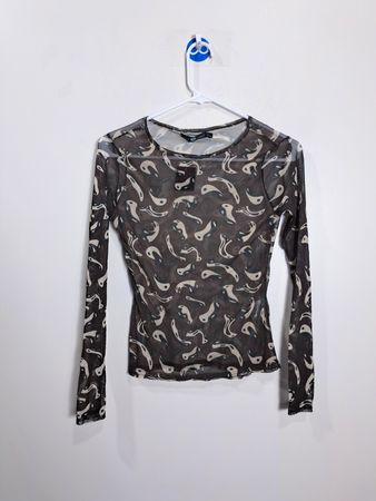 BStreet Women's Long Sleeve Mesh Top