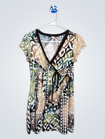 City Lily Women's V-Neck Printed Short Sleeve Top