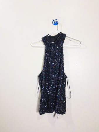 Black Sequin Halter Neck Top