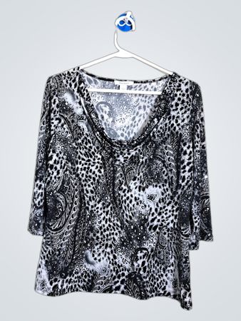 Top imprimé noir et blanc pour femmes Dressbarn