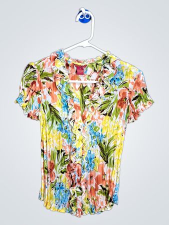Sunny Leigh Petite Floral Pleated Blouse