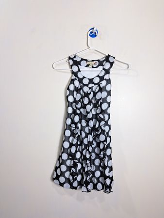 Vestido de Renda com Estampa de Poá Preto e Branco