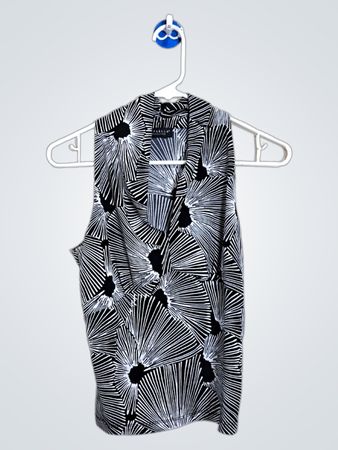 Top Sem Mangas Preto e Branco com Padrão Rafaella Petites