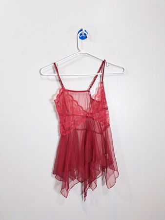 Red sheer lace camisole
