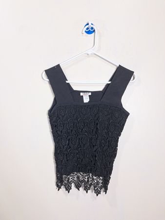 VEJAIZ DESIGNS Black Lace Trim Tank Top