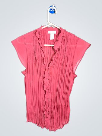 Worthington Petite Pink Pleated Blouse