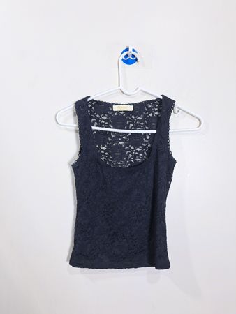 Qinsen Black Lace Tank Top
