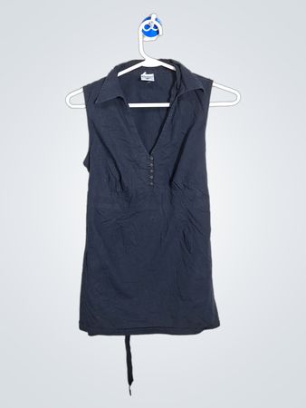 Motherhood Ärmelloses Kragen V-Ausschnitt Knopfkleid mit Schleifenrücken