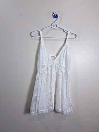 La Vie en Rose White Lace Babydoll Slip Dress