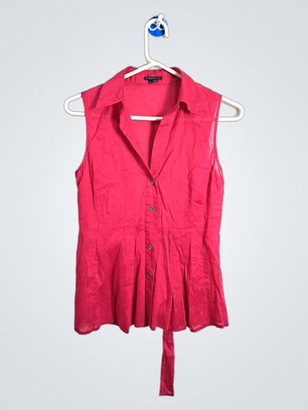 Camisa sem mangas rosa com botão e laço nas costas Theory