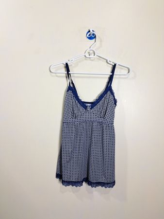 La Senza Blue Geometric Print Lace Trim Cami