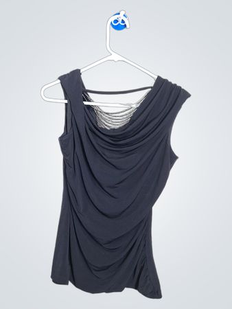 BYER Black Sleeveless Beaded Neckline Top
