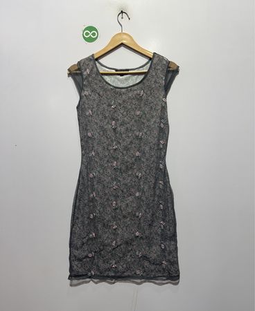 Monster Girl Grey Floral Print Sheer Mesh Dress Size M