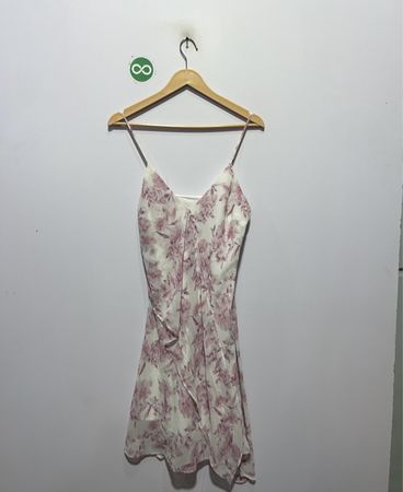 White floral print slip dress