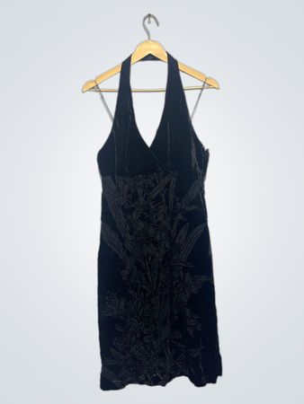 Muse Black Velvet Floral Halter Dress