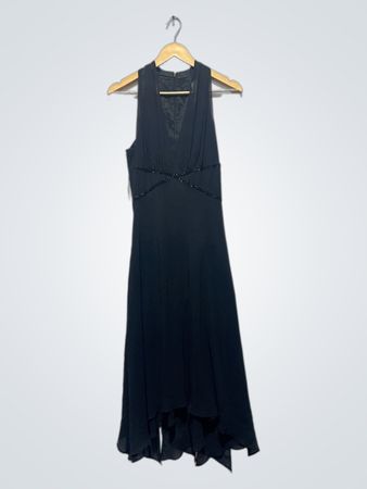 Donna Morgan Black Beaded Halter Neck Dress