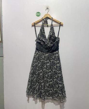 MIXFIT Black & White Floral Print Halter Dress