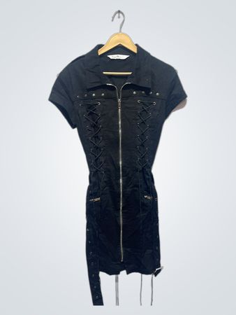 Orchid Bloom Black Lace-Up Corset Style Dress