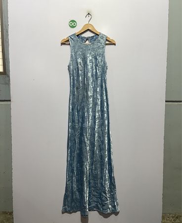 Light Blue Floral Patterned Maxi Dress