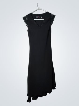 FREE JOY Black Lace Trim V-Neck Dress