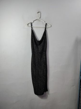Olive Tree Black Patterned Slip Dress