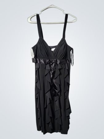 Dressbarn Collection Black Ruffled Knee-Length Dress