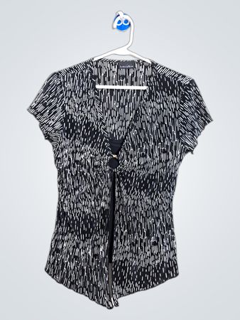 Brittany Ellis Black & White Patterned Blouse