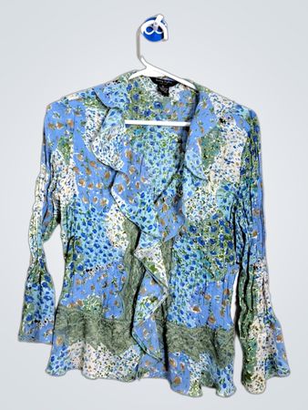 Sonny Taylor Petite Floral Print Ruffle Blouse