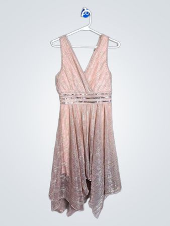 Robe V-neck métallique rose Venus