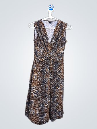 Guess Leopardenmuster ärmelloses V-Ausschnitt-Kleid
