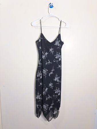 Liz California Black Floral Print Slip Dress