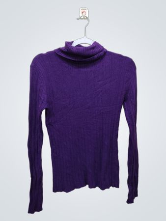 Cato Purple Ribbed Turtleneck Sweater