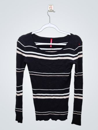 UNIONBAY Blusa de Manga Longa Listrada com Textura para Mulheres