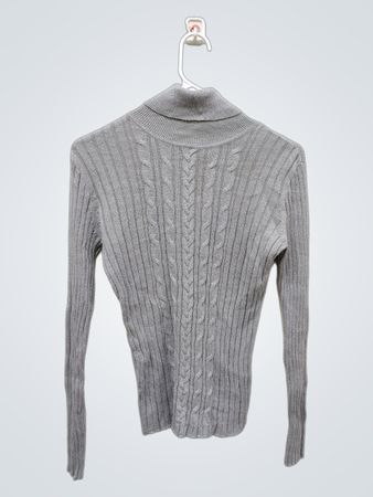 Pull à col roulé en maille câblée grise New York & Company