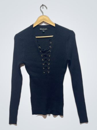 Suéter Preto CanDo Lace-Up INC International Concepts