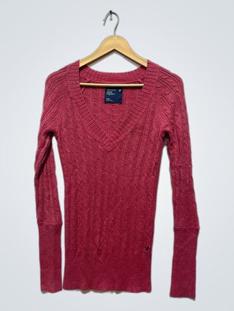 American Eagle Outfitters V-Ausschnitt Kabelstrickpullover