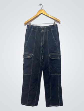 Black Cargo Pants with White Stitching