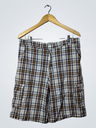 Silver Crest Plaid Cargo Shorts
