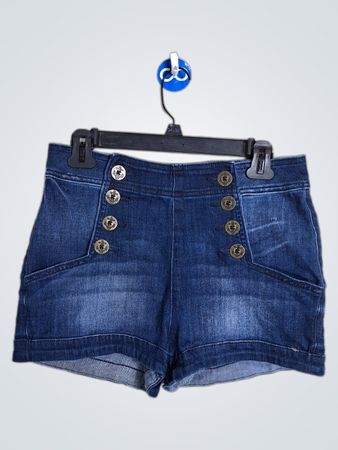 Shorts en jean taille haute à boutons Express