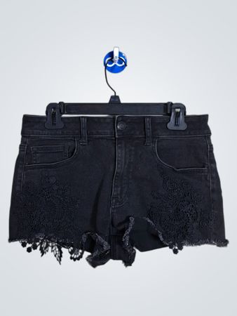 Shorts de Renda em Denim Preto da American Eagle Outfitters