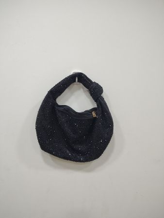Black Beaded Handbag with Knotted Handle