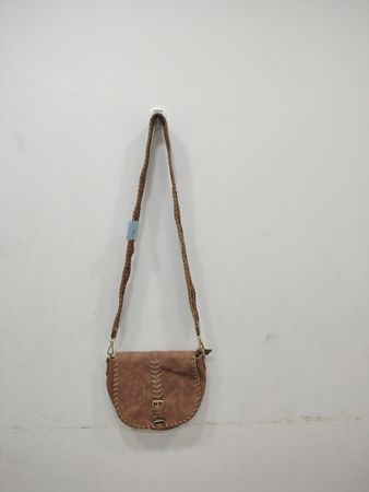 Brown Suede Crossbody Bag with Braided Strap