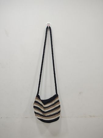 Crocheted striped shoulder bag