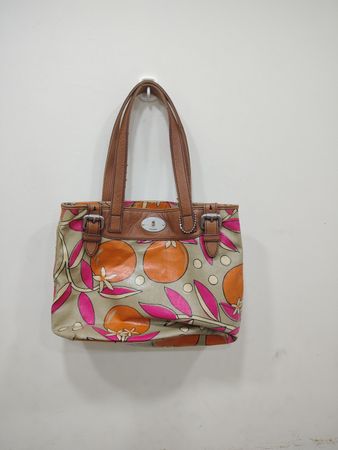 Fossil Tote Bag with Orange and Floral Print